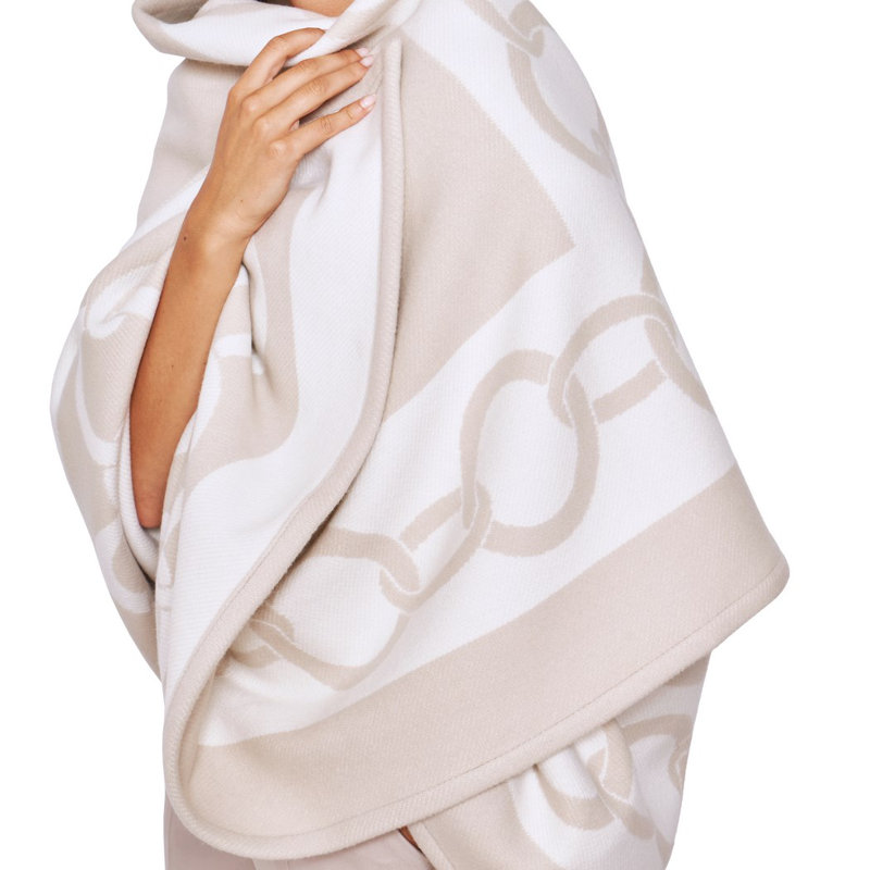 Chains Hand Woven Throw Blanket, Beige/Milk
