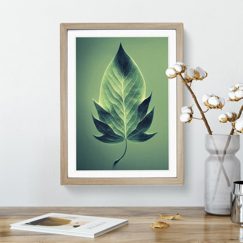 Single Plant Leaf No.1 - Framed Print, 34cm H x 25cm W x 2cm D, Oak Framed