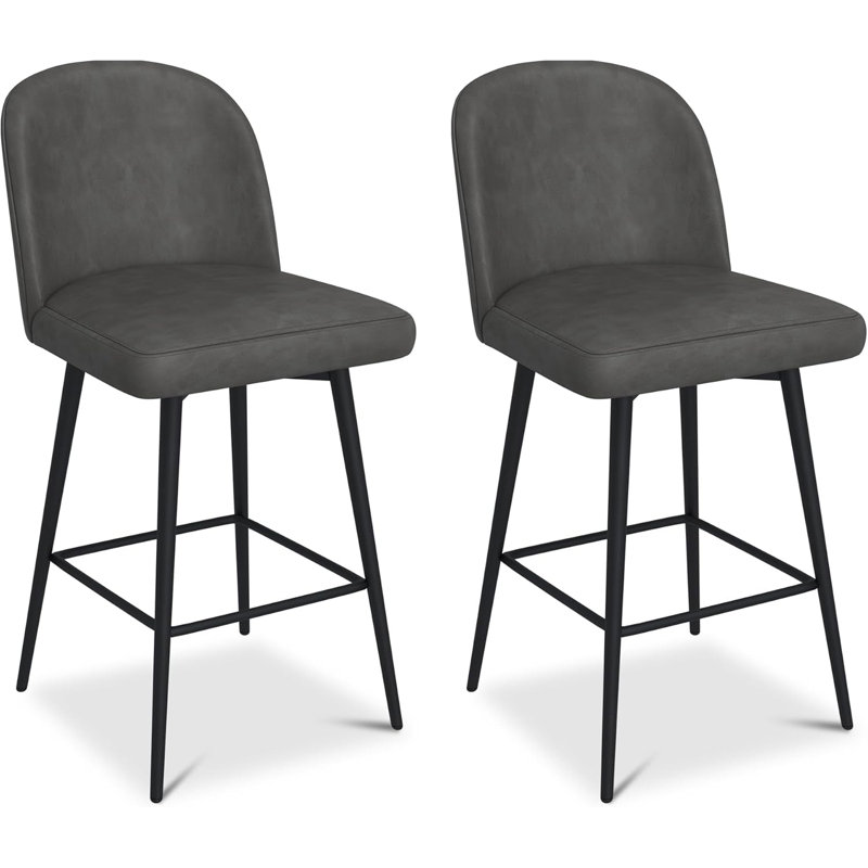 Counter Height Bar Stools Set Of 3, Upholstered Swivel Bar Stools With Back And Metal Legs, 26" Seat Height Kitchen Counter Stool Chairs With Footrest