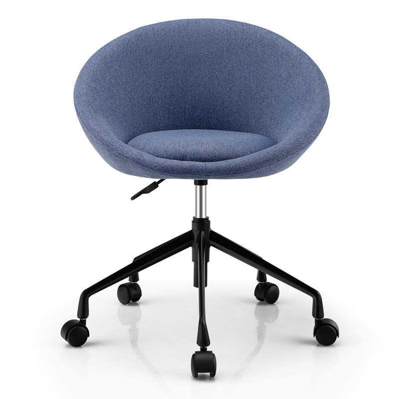 Fauteuil de bureau Ebern Designs, Bleu 100% lin