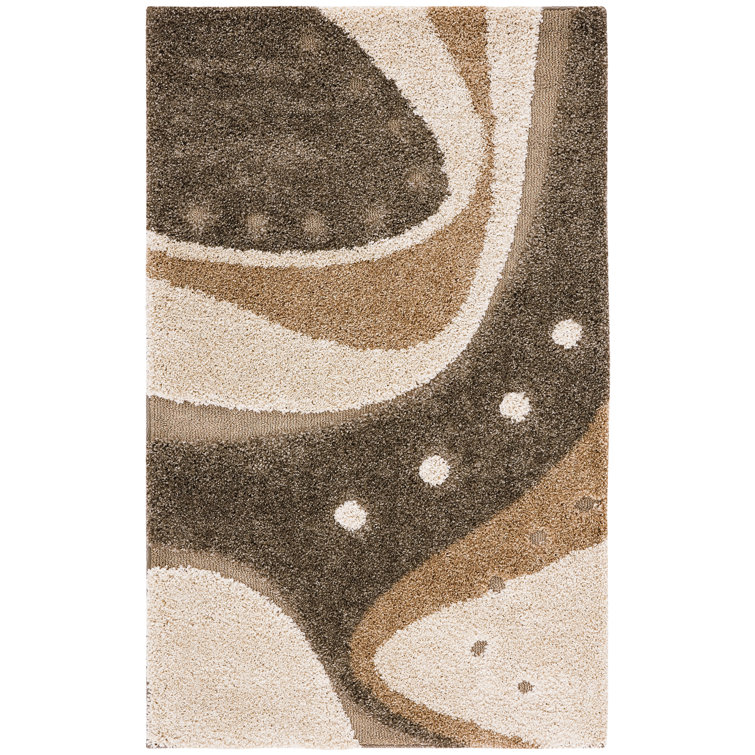 Tapis brun à motif abstrait Kerio