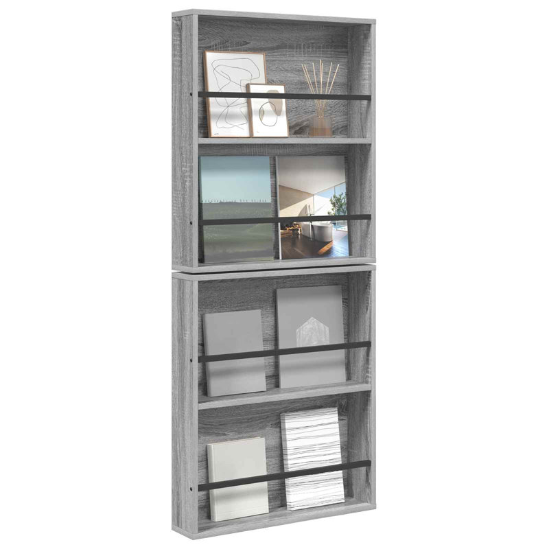 Wood Magazine Rack, Grey