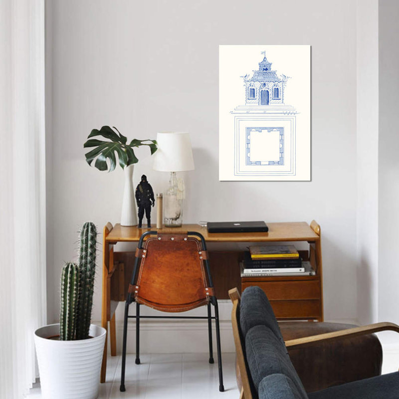 «Pagoda Design I», impression sur toile, H 60 po x l 40po x P 1,5 po, Toile encadrée noire
