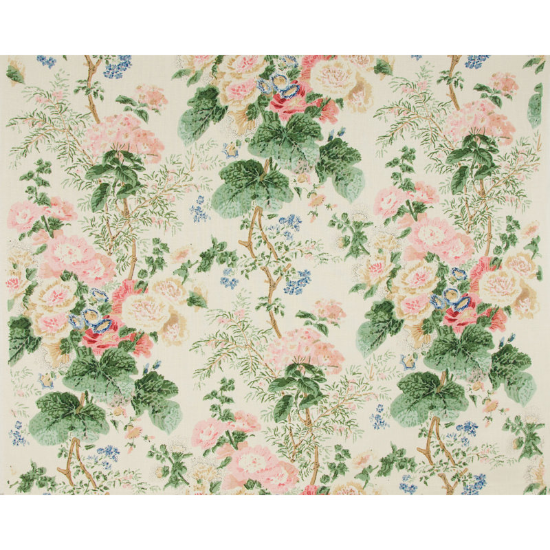 Hollyhock Hdb Fabric, White/Coral