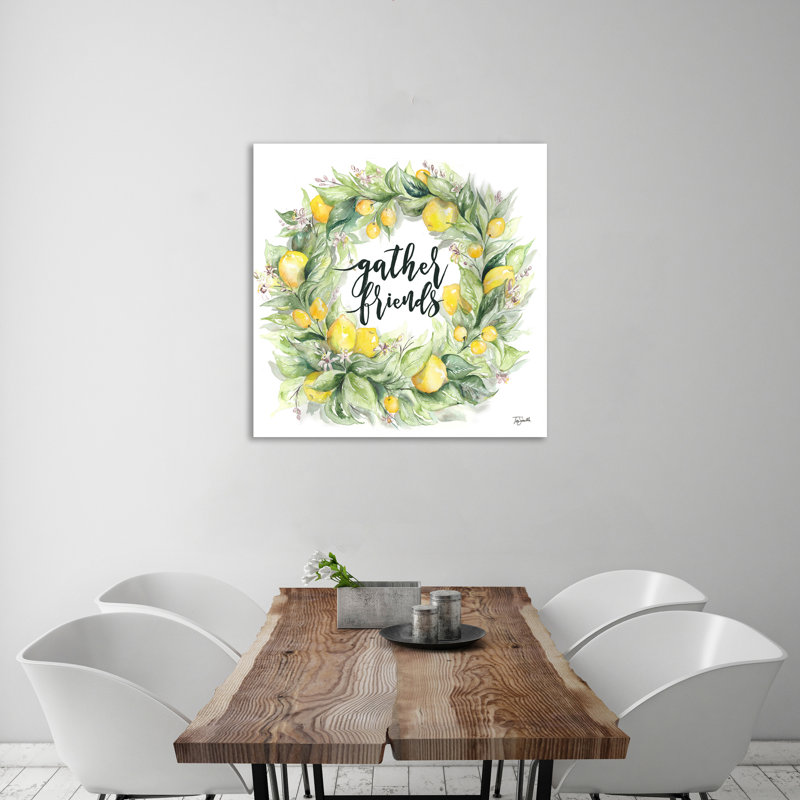 Lemon Wreath: Gather Friends - Impression sur toile tendue, H 12 po x l 12 po x P 1,5 po