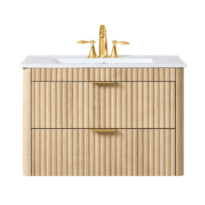 30'' Wall-Mounted Single Bathroom Vanity with Ceramic Sink Top