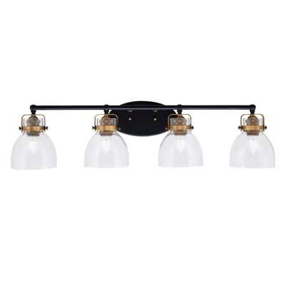 Easton 4 Light Bath Bar With 6" Clear Bubble Glass