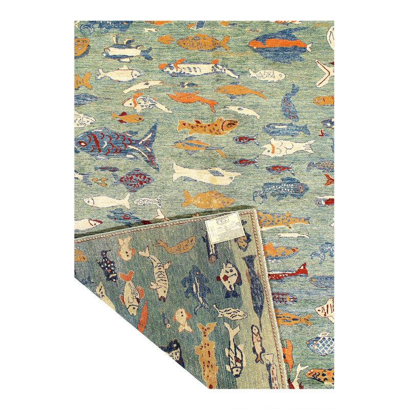 Canvello Fine Hand Knotted Gabbeh Fish Design - 6'9" X 9'