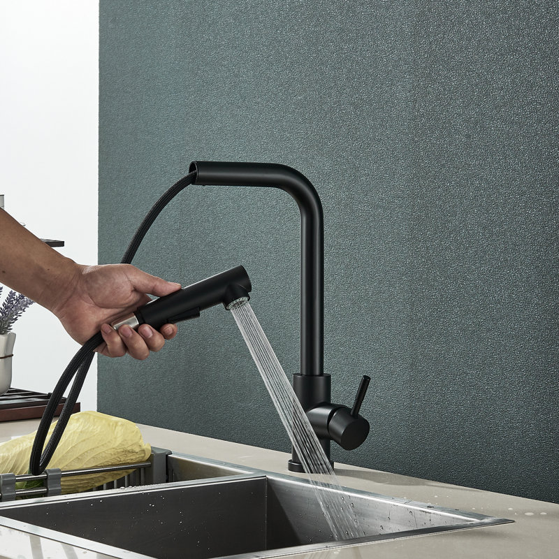 AlenArtWater Pull Out Kitchen Faucet, Matte Black