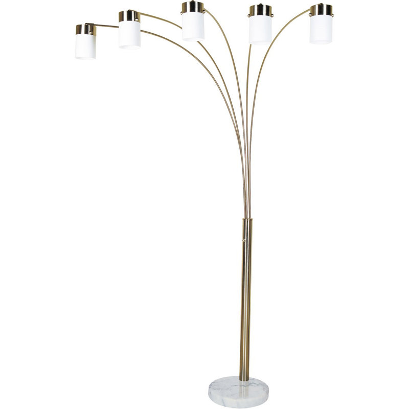 84-inch Tall Nickel-Finish Metal Floor Lamp with 5 White Arched Shades