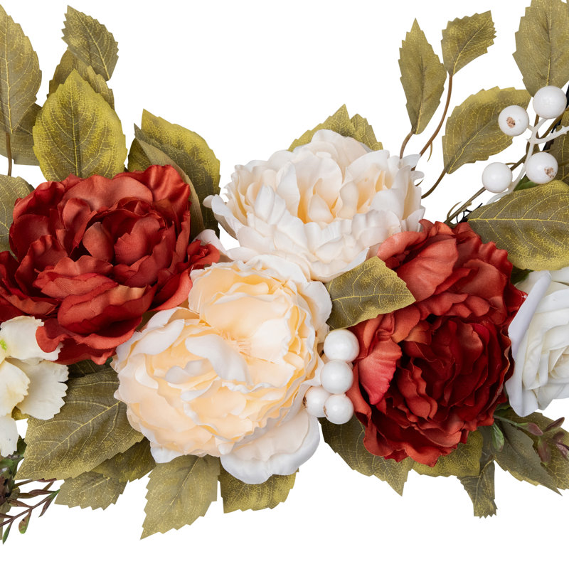 Autumn Harvest Artificial Floral Half Wreath with Fall Foliage 21-Inch