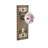 Craftsman Plate with Decorative Keyhole and White Rose Porcelain Door Knob
