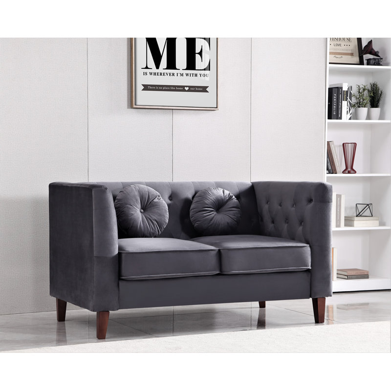 Causeuse Doraine, Velours gris