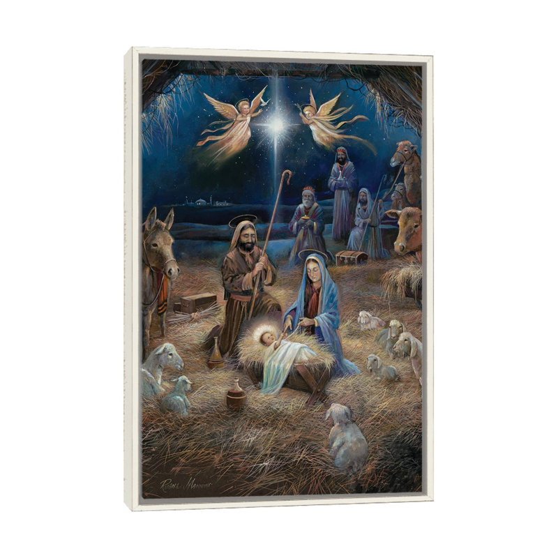 «Silent Night», reproduction d'art sur toile encadrée, Blanc patiné, H 48 po x l 32 po