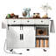 Îlot de cuisine avec prise de courant et 2 portes de grange coulissantes-1720081818