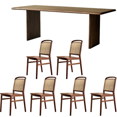 Walnut Slab Dining Table Set