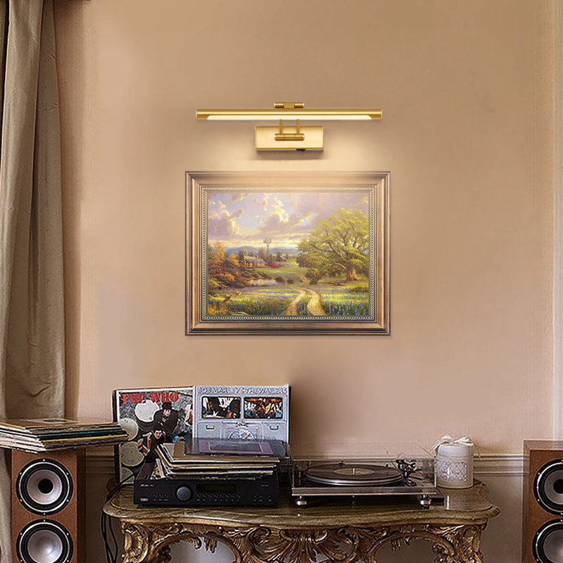 15.75 in. LED Picture Light with Remote Control Dimmable Multiple Color Temperatures Rotatable and Timer, Gold