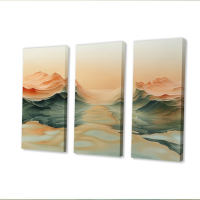 «Green Beige Magical Sunset Dunes I - Desert», reproduction d'art murale