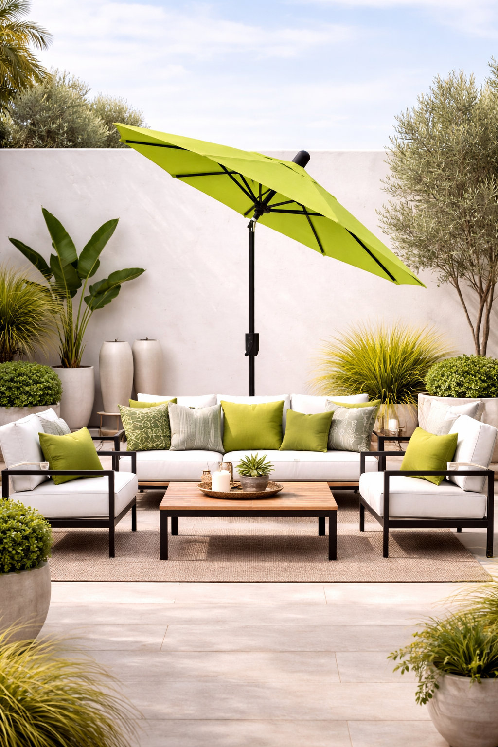 Natalie 6.2' Umbrella, Antique Bronze, Canvas Macaw