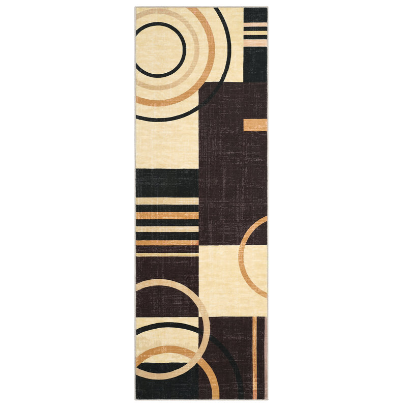 Tapis moderne antidérapant pour tapis de salon Modern, Brun, Tapis de couloir 2 pi x 10 pi