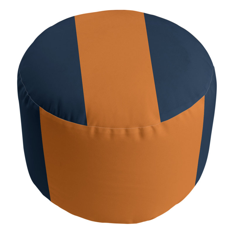 Repose-pieds cubique rond à rayures 20,5", Bleu / orange / bleu