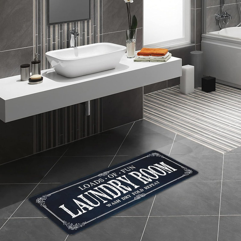 Non Slip Laundry Runner Rug,Black