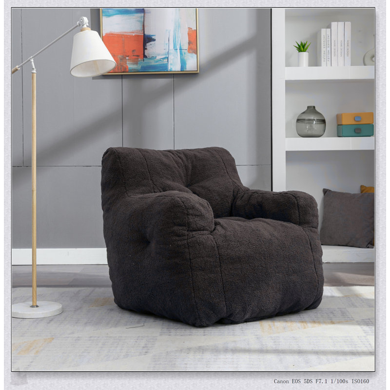Fauteuil à billes confortable en mousse douce avec un design élégant en tissu Teddy pour une détente confortable et un décor rehaussé
