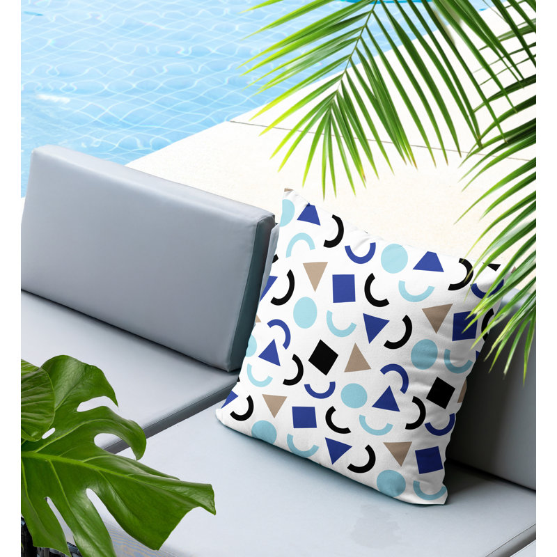 Oreiller carré réversible intérieur / extérieur Fazzal, Bleu marine, Carré 18 po
