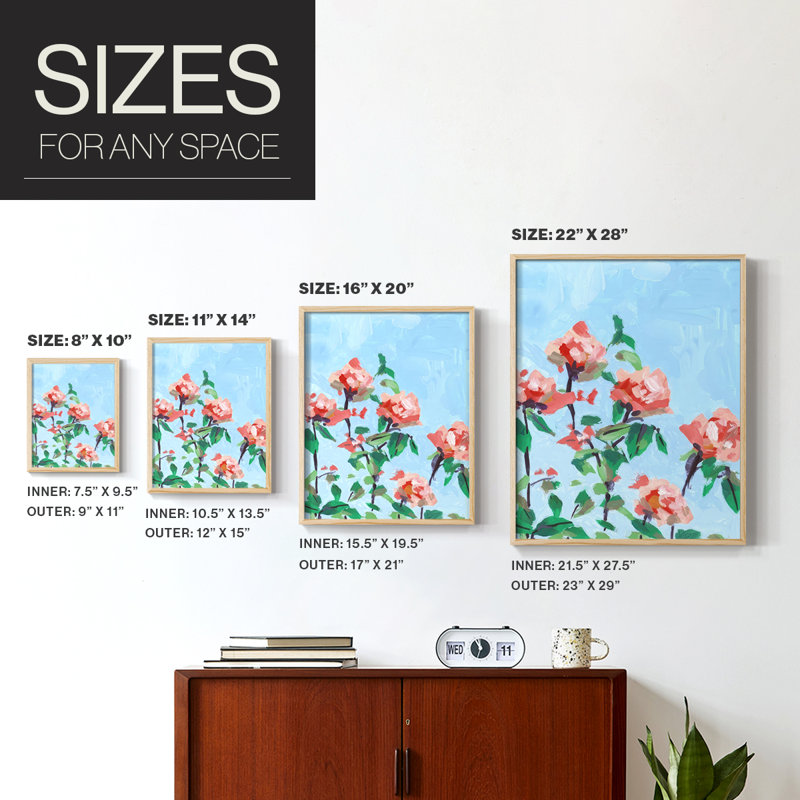 «Rose Garden Sky I», reproduction encadrée - bois massif, Naturel, H 21 po x l 17 po