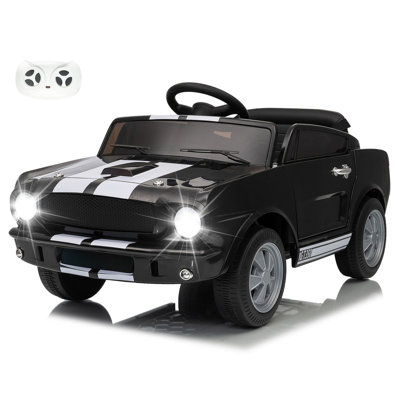 12V Electric Car For Kids, Ride On Toy With Remote Control, Bluetooth Music, Adjustable 3 Speed, Multiple Panel, Led Lights, Shock Absorbers, Safety Belt
