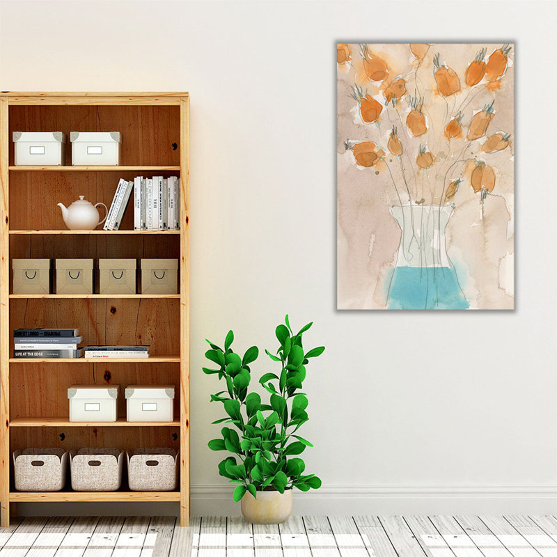 «Poppy Vase I», reproduction d'art sur toile, H 30 po x l 20 po