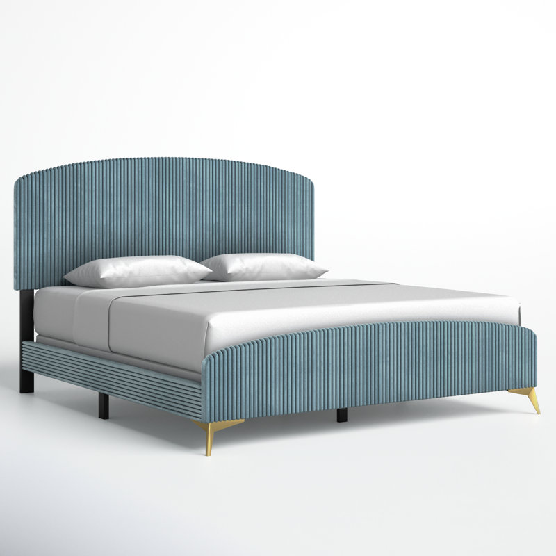 Alphonse Upholstered Standard Bed, Blue Velvet, King