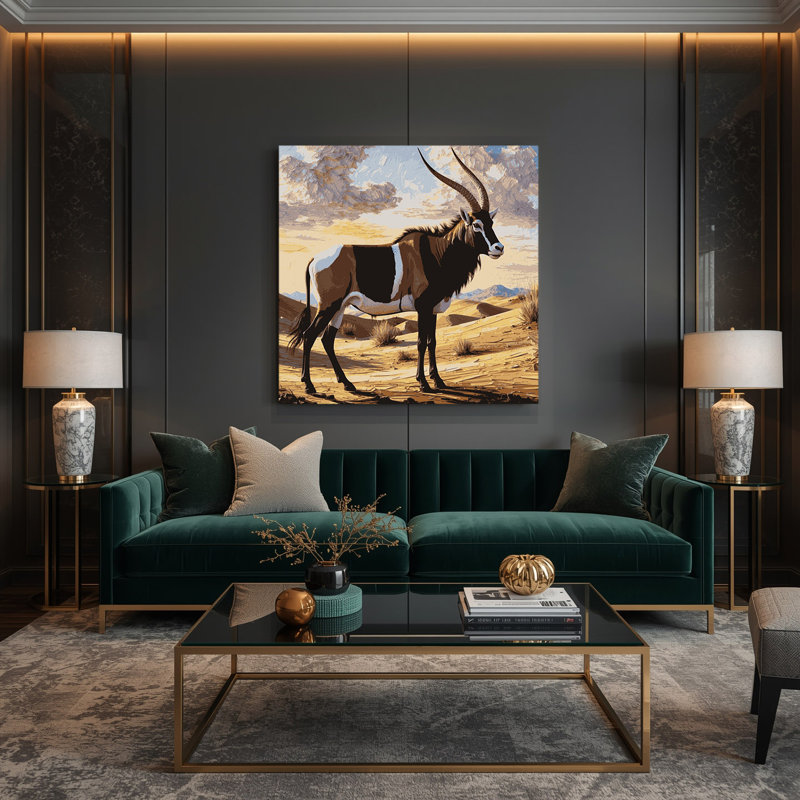 Faune Oryx beige, art mural sur toile, H 12 po x l 12 po