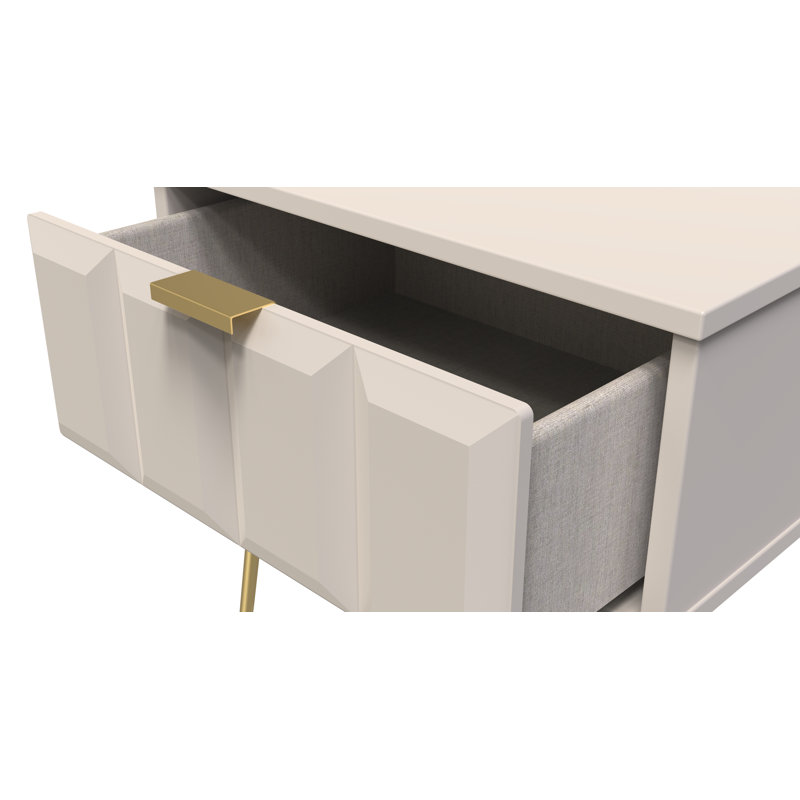 Baudi 45 cm W Bedside Table, Beige