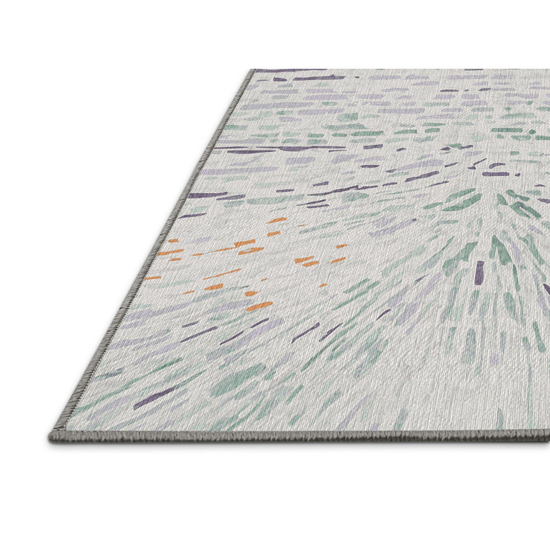 Machine Washable Gray Area Rug, Square 4'