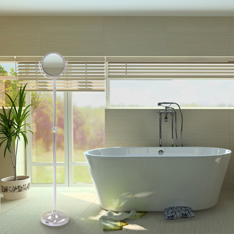 Gober Metal Floor Mirror, 4x, Satin Chrome