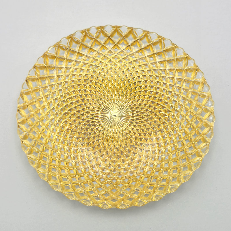 Assiette à salade en verre doré Pina, Or