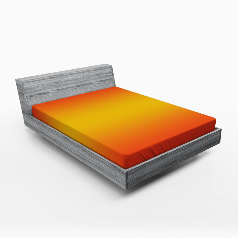 Microfiber Abstract Fitted Sheet, Queen Fitted Sheet, Orange/Yellow, 100% Brushed microfiber fabric