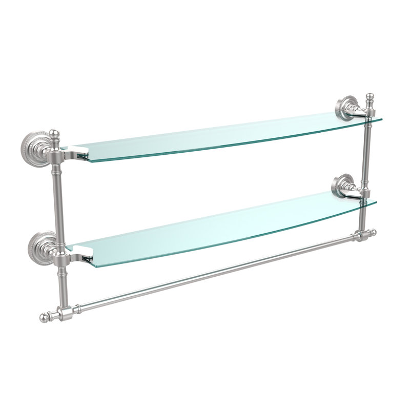 Godinez 2 Piece Tiered Shelf with Towel Bar, 22", Satin Chrome