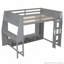 Lit mezzanine en bois avec bureau, étagères à rangement multiples, DEL et portemanteau suspendu-812467045
