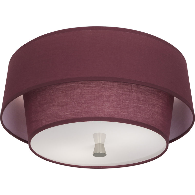 Decker Flush Mount, Polished Nickel, Vintage Wine