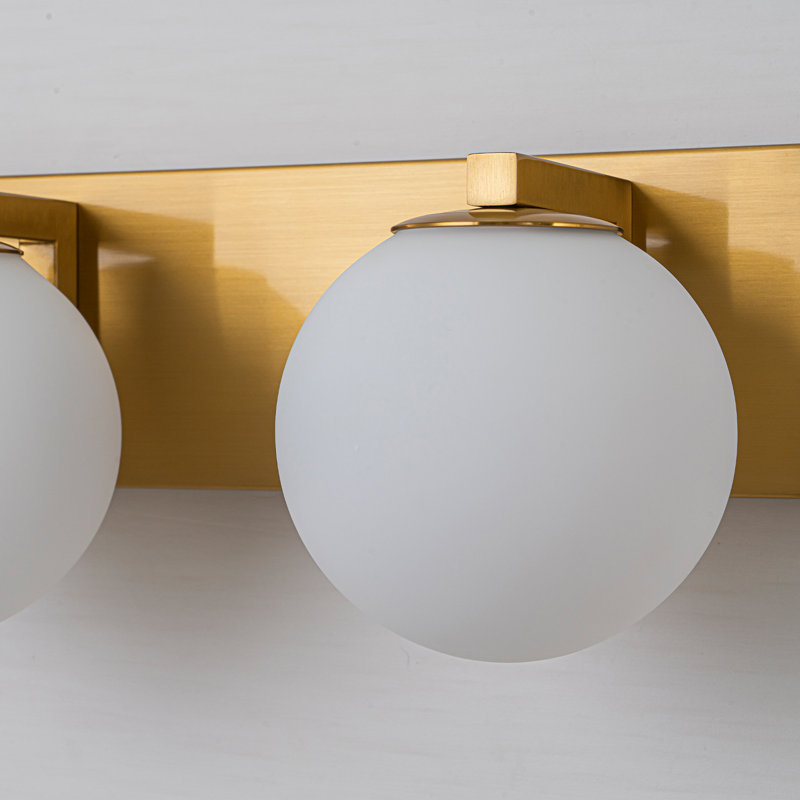 Modern Vanity Light With Frosted Glass Globe Shades, 6.7" H x 22" W x 7.3" D, 3