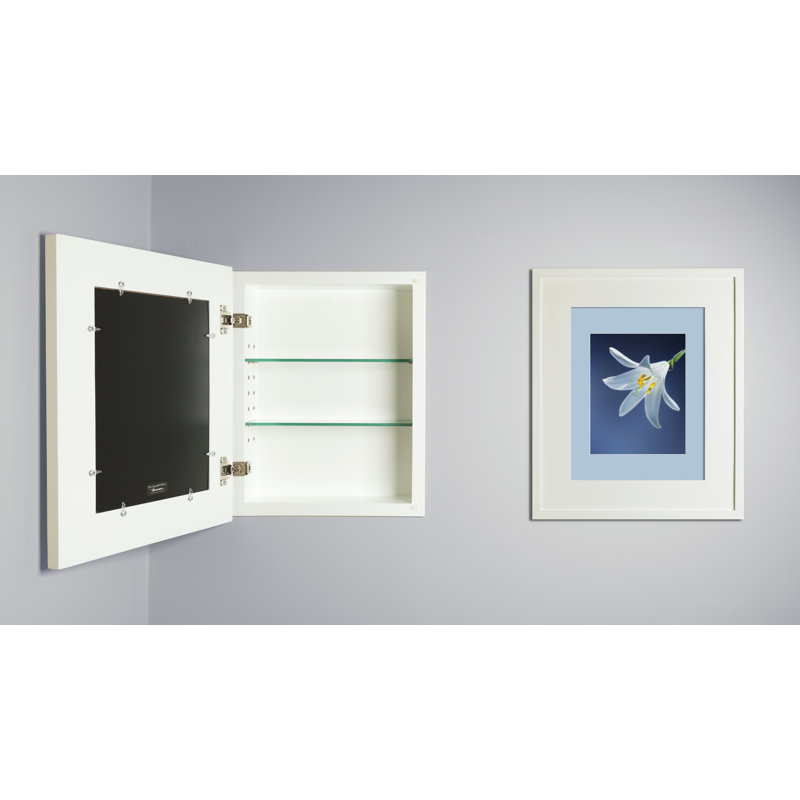 13.125'' W 16'' H Recessed Framed Medicine Cabinet Mirror 2 Adjustable, White