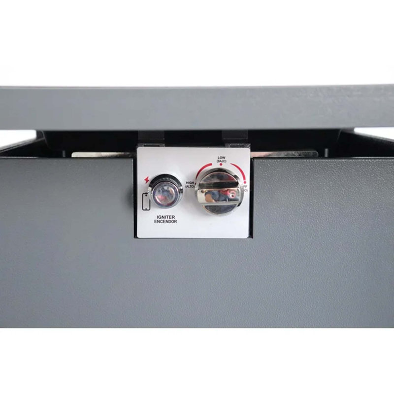 30" Powder-Coated Metal Fire Pit With Smoked Glass Surface, Gray