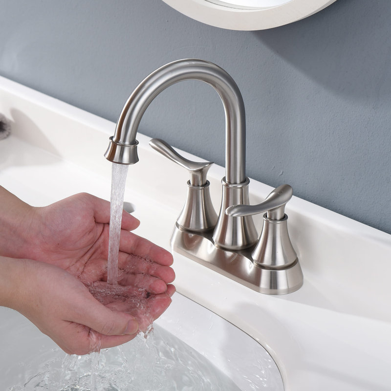 Centerset 2-handle Bathroom Faucet with Drain Assembly, Brushed Nickel