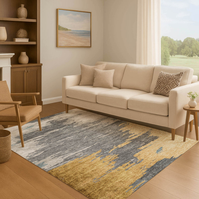 Premium Machine Washable Ansley Abstract Rug, Rectangle 2'6" x 3'10"