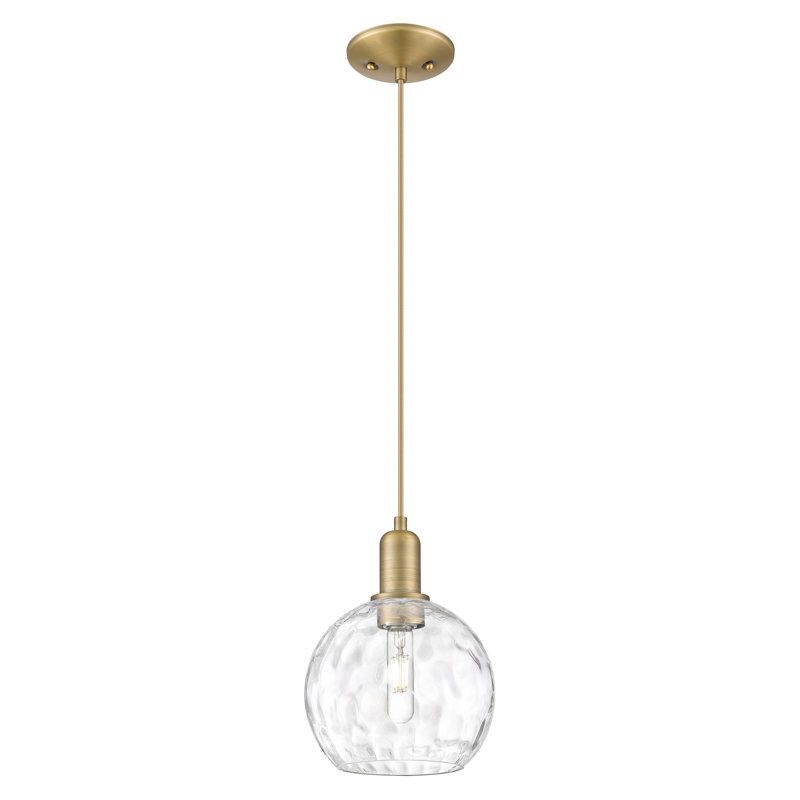 Mini-luminaire suspendu 1 lumière Arcadia, Laiton brossé, H 7 po x l 8 po x P 8 po