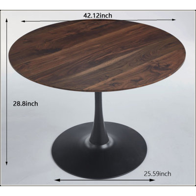 Table Mid-Century Dining Table For 4-6 People With Round Mdf Table Top, Pedestal Dining Table, End Table Leisure Coffee Table