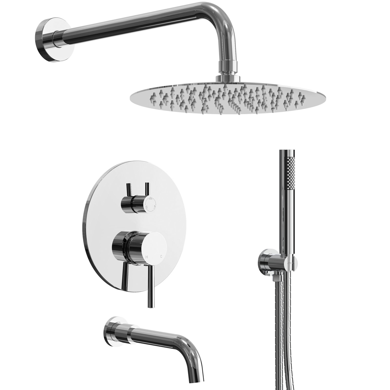 AquaSpa 10" Shower System with Tub Faucet, Chrome
