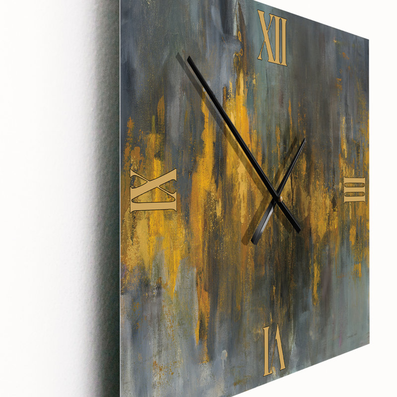 Horloge murale moderne noire et dorée abstraite, Petit